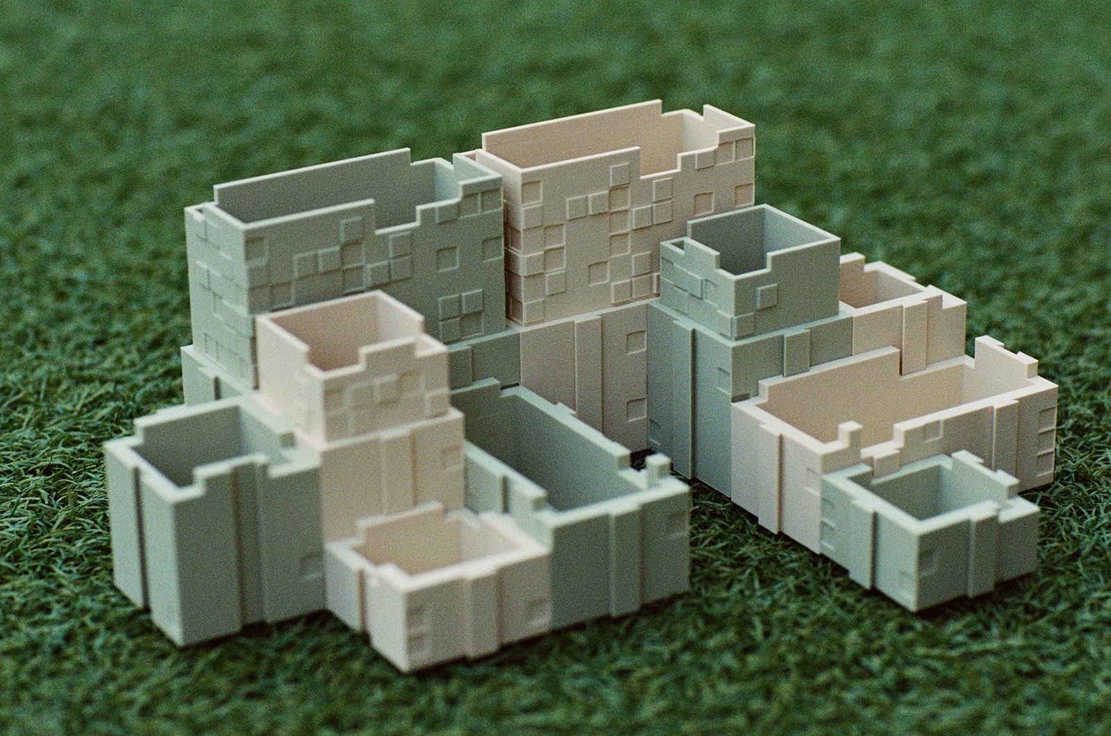 Sage and cream modules on grass